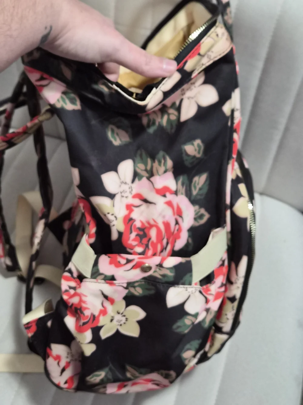 Floral Black & Pink Tote Backpack -